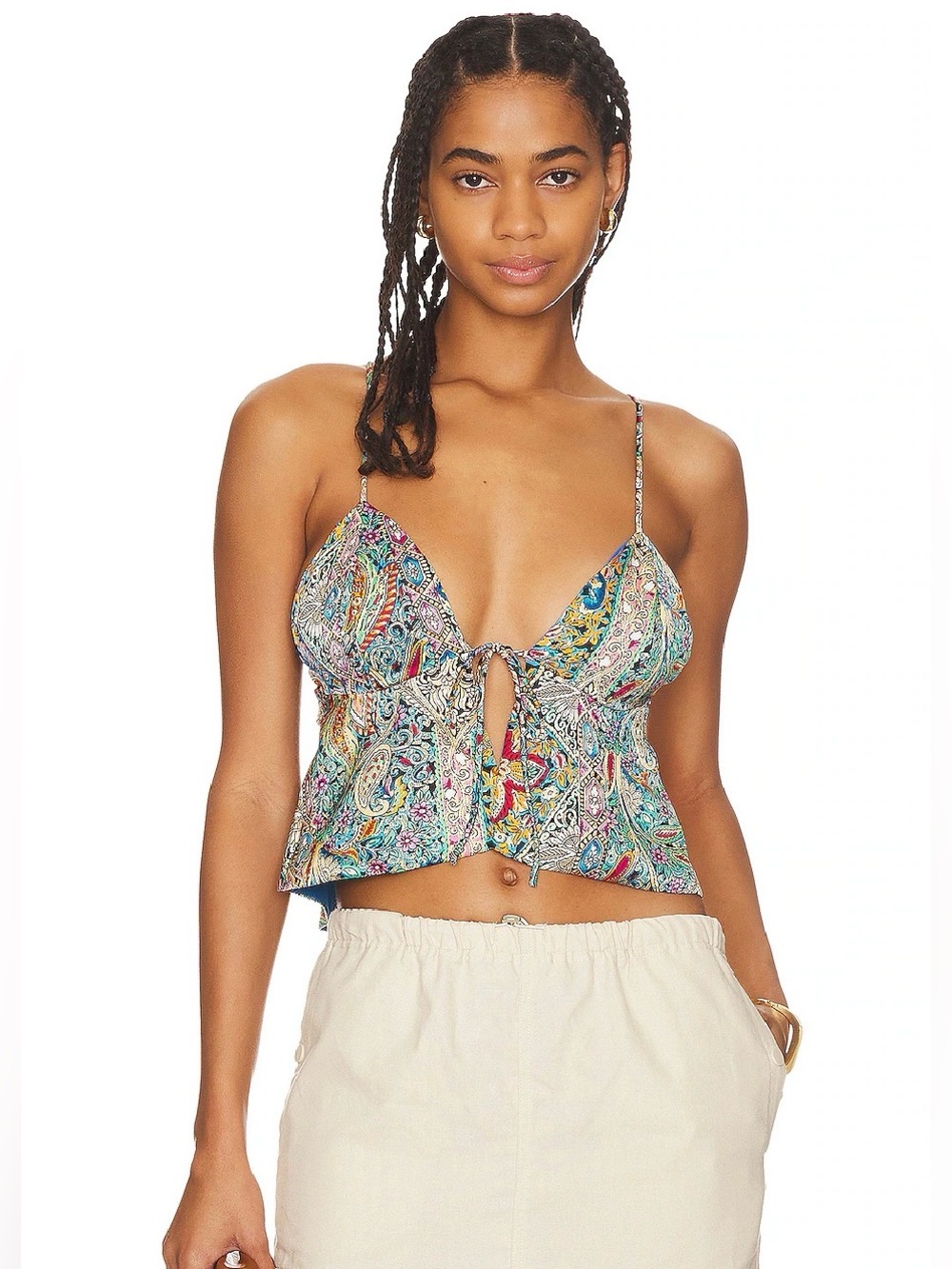 NWOT superdown Isla Crop Top in Blue Paisley XS